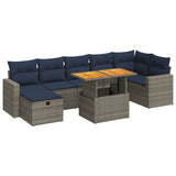 8 Piece Garden Sofa Set with Cushions Brown Poly Rattan Acacia 3328013