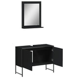 ZNTS 2 Piece Bathroom Cabinet Set Black Engineered Wood 3214339