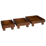 Plant Stand 3 pcs Brown 35 x 35 x 12 cm Mahogany Wood 42012382