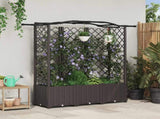 Raised Bed with Trellis and Roof Brown 163 x 40 x 141 cm PP 42032513