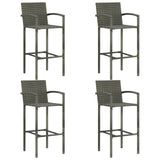 Garden Bar Set Grey PE rattan, powder-coated steel Large Footrest 3064812