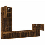 4 Piece TV Wall Units with LED Smoked Oak Engineered Wood 3216665