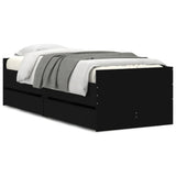 Bed Frame Black Engineered wood, Plywood Single Bed Frame 3207351