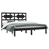 Bed Frame without Mattress Black 200x200 cm Solid Wood Pine 3107377