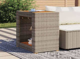 Garden Side Table with Wooden Top Grey 60x40x75 cm Poly Rattan 366304