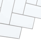 Herringbone Tile 50 pcs White Grey 30 x 30 cm 42046182