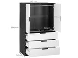 2 Door Wardrobe, Modern Wardrobe with 3 Drawers and Hanging Rod for Bedroom, Black T3398P378727