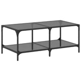 Coffee Table with Black Glass Top 98.5x50x40 cm Steel 845981