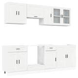 8 Piece Kitchen Cabinet Set Kalmar High Gloss White Engineered Wood 3314843