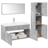 4 Piece Bathroom Furniture Set Concrete Grey Engineered Wood 3324881