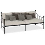 284669 DayBed Frame without Mattress Black Metal 90x200 cm