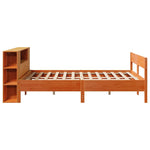 Bookcase Bed without Mattress Wax Brown 150x200 cm King Size Solid Wood Pine 3322947