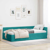 Corner Bed Frame with Headboard Turquoise 90 cm x 190 cm Velvet 42016079