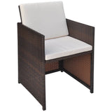 5 Piece Outdoor Dining Set with Cushions Poly Rattan Brown 42600