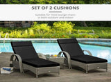 Set of 2 Sun Lounger Cushions, Replacement Cushions for Rattan Furniture with Ties, 196 x 55 cm, T3398P315895