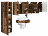 Bathroom Furniture Set 5 pcs Old Wood Engineered Wood and Glass 3407269