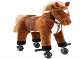 Rocking Horse Kids Ride on Walking Horse Animal Pony Wheeled Riding Plush Toy w/Sound for 2 Years T3398P422157