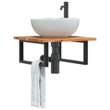 Basin Shelf Wall Mounted Steel and Solid Wood Acacia 3302769