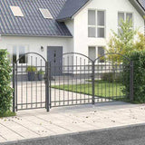 Garden Fence Gate with Arched Top Grey 400 x 100 cm Steel 42008955