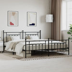 ZNTS Metal Bed Frame without Mattress with Footboard Black 200x200cm 353562
