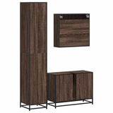 ZNTS 3 Piece Bathroom Furniture Set Brown Oak Engineered Wood 3301124