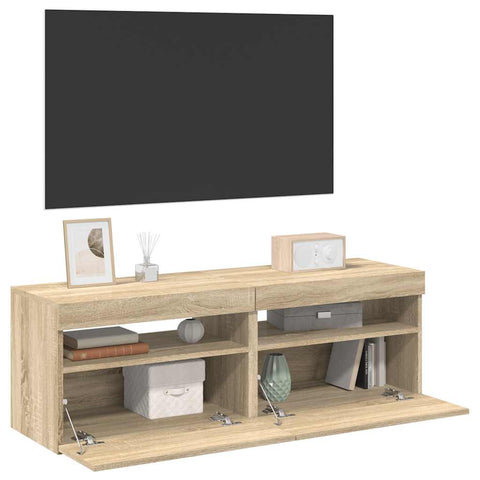TV Cabinets with LED Lights 2 pcs Sonoma Oak 60x35x40 cm 804416
