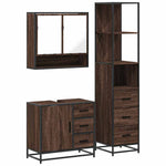 ZNTS 3 Piece Bathroom Furniture Set Brown Oak Engineered Wood 3301169