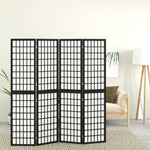 Folding 4-Panel Room Divider Japanese Style 160x170 cm Black 352080