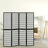 Folding 4-Panel Room Divider Japanese Style 160x170 cm Black 352080