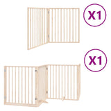 Dog Gate with Door Foldable 6 Panels 480 cm Poplar Wood 3155557