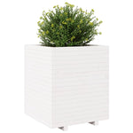 ZNTS Garden Planter White 60x60x72.5 cm Solid Wood Pine 3282580