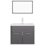 ZNTS Bathroom Furniture Set High Gloss Grey Engineered Wood 3071323