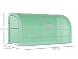 Walk-In Lean to Greenhouse with Windows and Zippered Doors, 2 Tiers 6 Wired Shelves 300L x 150W x T3398P318835