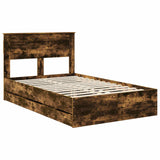 Bed Frame with Drawer Smoked Oak 120 x 200 cm Engineer Wood 3409866