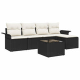 Outdoor Sofa with Cushion 6 pcs Black Poly Rattan 3345327