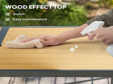 Garden Table for 6, 150 cm Rectangular Outdoor Dining Table with 5 cm Umbrella Hole, Wood Effect T3398P328056