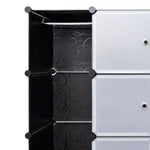 Modular Cabinet 18 Compartments Black and White 37x146x180.5 cm 240501