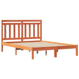 Bed Frame Wax Brown 205.5 x 155.5 x 100 cm Solid Pine Wood 3418144