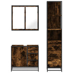 ZNTS 3 Piece Bathroom Furniture Set Smoked Oak Engineered Wood 3301137