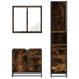 ZNTS 3 Piece Bathroom Furniture Set Smoked Oak Engineered Wood 3301137