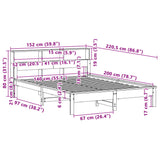 ZNTS Bed Frame without Mattress 140x200 cm Solid Wood Pine 3309737