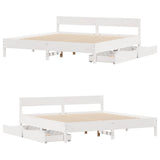 Bed Frame without Mattress White 180x200 cm Super King Solid Wood Pine 3301741