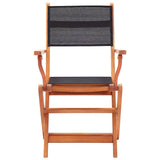 Folding Chairs 2 pcs Black Solid Eucalyptus Wood and Textilene 48692
