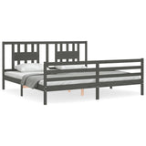 Bed Frame without Mattress Grey 200x200 cm Solid Wood 3194593