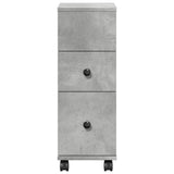 Narrow Bathroom Cabinet with Wheels Concrete Grey Engineered Wood 855235