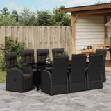 Garden Dining Set with Cushion 9 pcs Black Poly Rattan 3379533