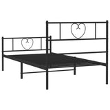 Metal Bed Frame without Mattress with Footboard Black 90x190cm 355473
