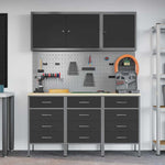 Work Bench with Drawer 8 pcs Black 150 x 55 x 200 cm Steel 3321434