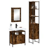 3 Piece Bathroom Furniture Set Smoked Oak Engineered Wood 3214797