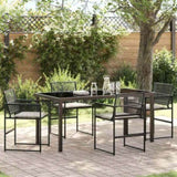 Garden Dining Set 5 pcs Black Powder-Coated Steel 3379325